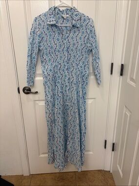 Julia Amory JA Shirt Dress in Blue and White Paisley